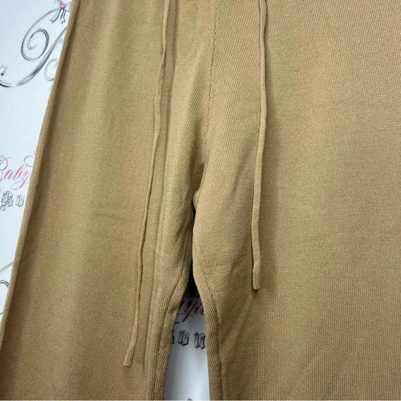 I.AM.GIA pants tan taupe brown caramel ribbed  stretchy thick knit lounge style - Picture 5 of 8